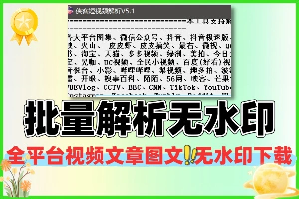 多平台无水印视频文章图文批量解析下载工具
