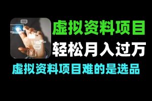不用囤货：4个虚拟资料项目变现月入过万