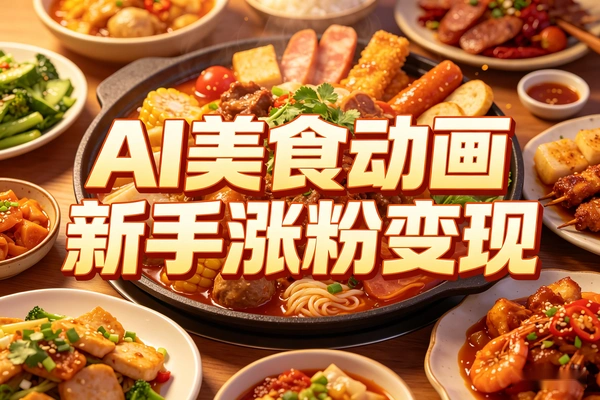 零基础AI美食动画起号，轻松涨粉变现