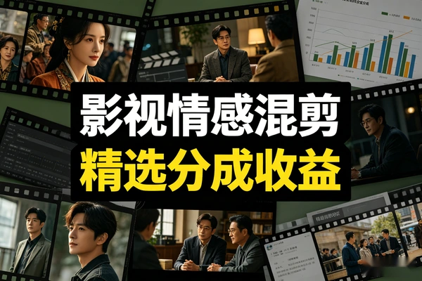 零露脸零拍素材 影视情感混剪轻松拿精选分成