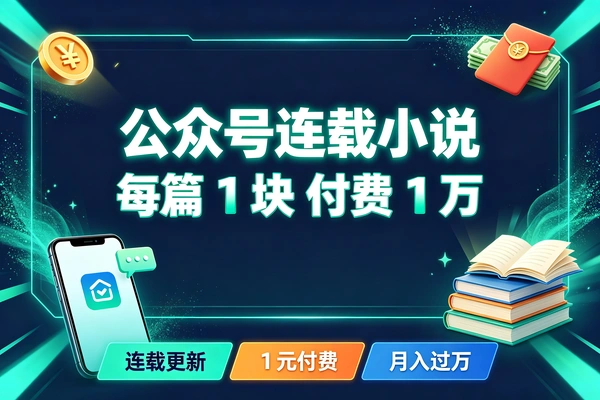 公众号连载小说变现，单篇1元收益破万起步
