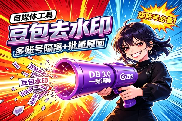 自媒体工具：豆包去水印工具，多账号隔离+批量导出原画