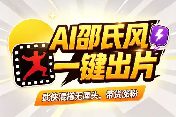 用AI一键生成邵氏风搞笑视频，轻松蹭热点还能带货
